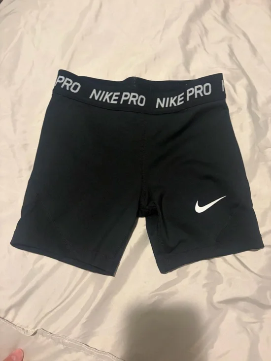 Nike Pro Black Athletic Compression Shorts with White Swoosh