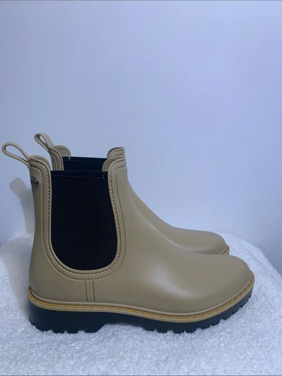 Igor Taupe Chelsea Rain Booties with Black Elastic