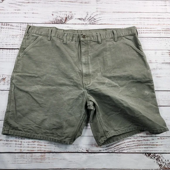 Carhartt B25 MOS Washed Duck Work Shorts Mens 48 Moss Green Canvas Carpenter