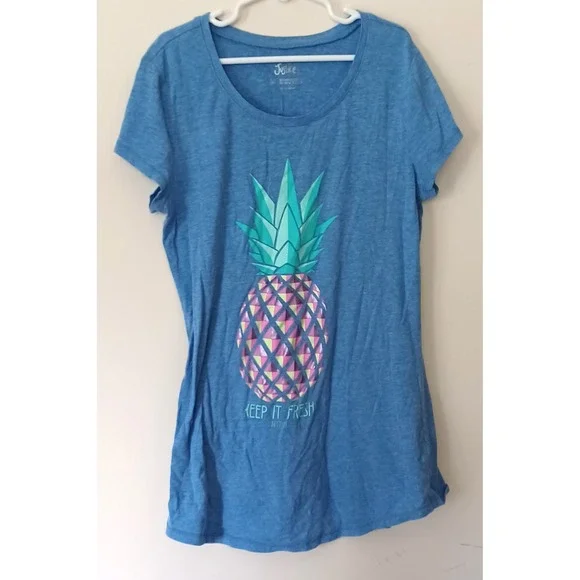 Justice Graphic Tee Kids Size 14 Pineapple Graphic Keep It Fresh Short‎ Sleeve