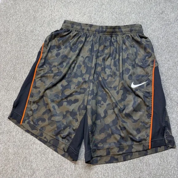 Nike Dri-FIT Camo Basketball Shorts Mens XL Green Orange 707352-325