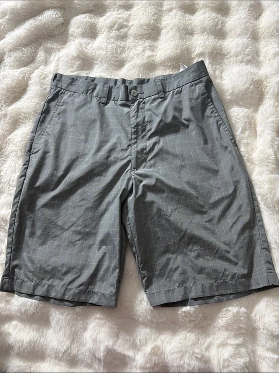 Ben Hogan Performance Men's Gray Windowpane Flat Front Shorts