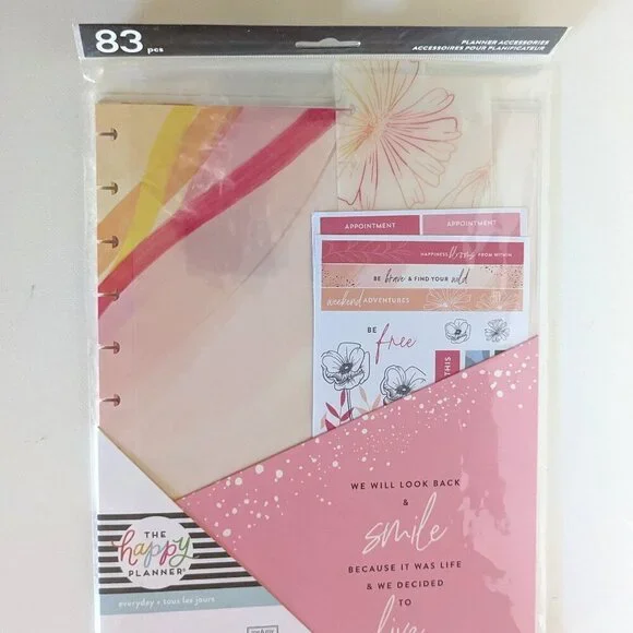NWT 83 pc Happy Planner Big Everyday Accessories Pack Stickers Floral Summer NIP