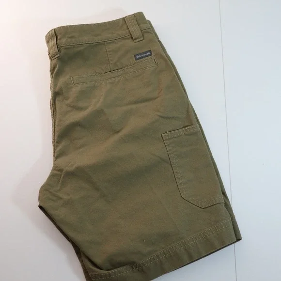 Columbia Mens Regular Fit Utility Shorts Olive Green 33W 8L AM0184 Stretch Twill