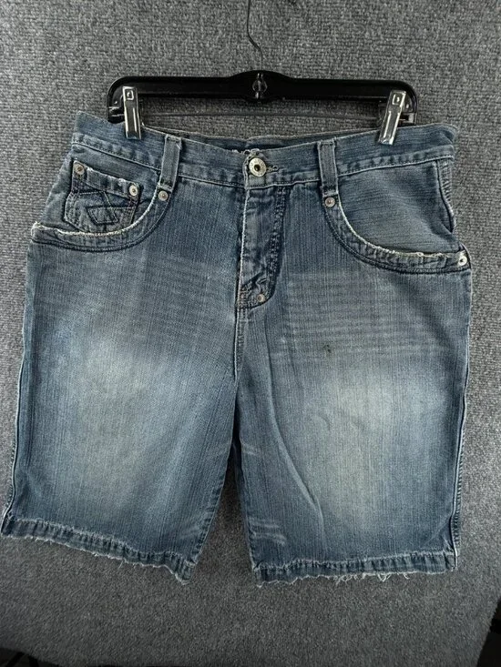 JNCO Premium Time Resistant Jean Shorts Men Blue Urban Y2K Cotton ACTL 34X12