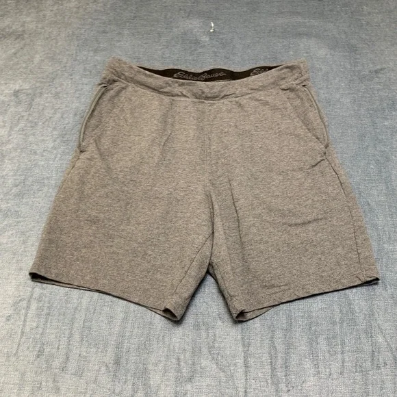 Eddie Bauer Lounge Shorts Mens Large Heather Gray Fleece Lined Cotton Drawstring