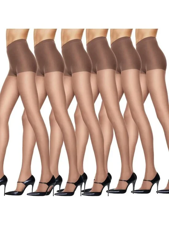 Silky Sheer Control Top Pantyhose with Reinforced Toe for Women - Comfortable