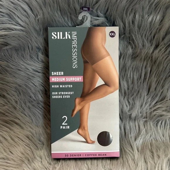 Silk Impressions Sheer Medium Support Womens Size XXL‎ Coffee Bean High Waisted