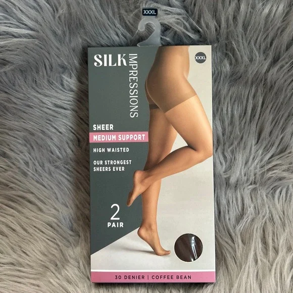 Silk Impressions Sheer Medium Support Womens Size‎ XXXL Coffee Bean High Waisted