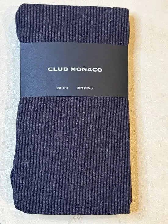 Club Monaco Women's Ribbed Tights Heather Grey S/M Polyamide Made in Italy