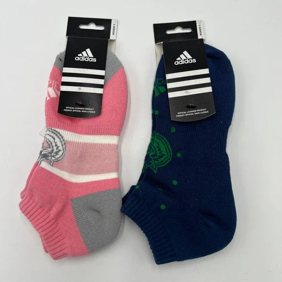 Adidas Vancouver Canucks Womens‎ 2 Pack No Show Socks Pink Navy Graphic OSFA NEW