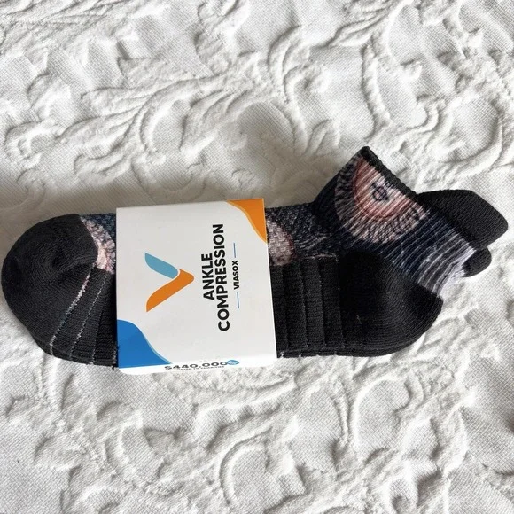 Viasox Ankle Compression Socks Celestial Moon M/L Women 10-13 Men 9-12 NWT