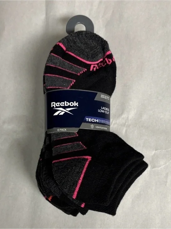 New Reebok Socks Women’s 6 Pair Black Low Cut Socks Casual Activewear Athletic