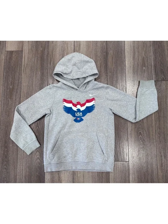 Nike Youth Large Gray USA Wrestling Hoodie Sweatshirt