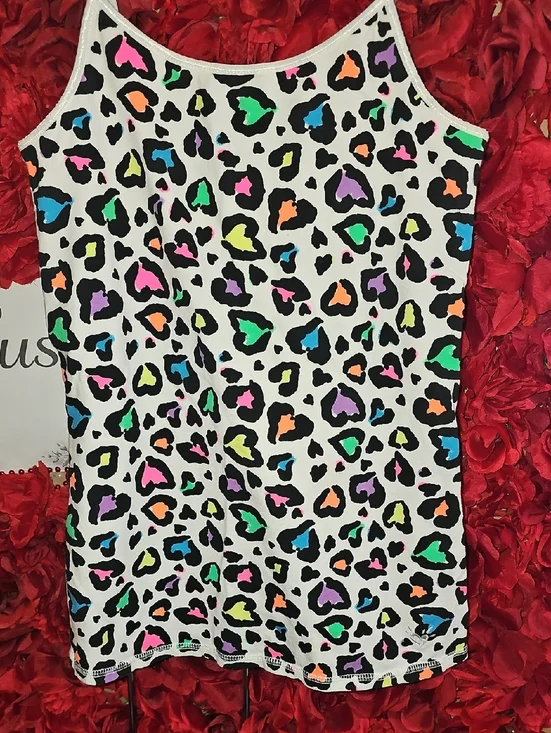 Justice White Girls Neon Animal Print Tank Top Size 16