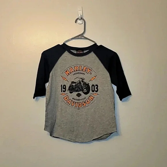 Harley-Davidson Youth M 3/4 sleeve baseball style Fremont Michigan Sandy's LOT A