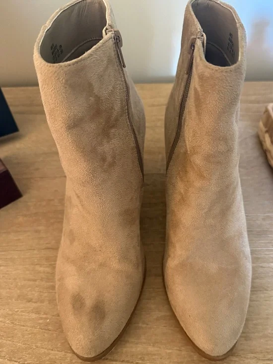 Women's Tan Suede Ankle Boots - Classic Side-Zip