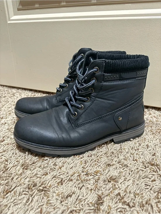 Black Lace-Up Ankle Boots