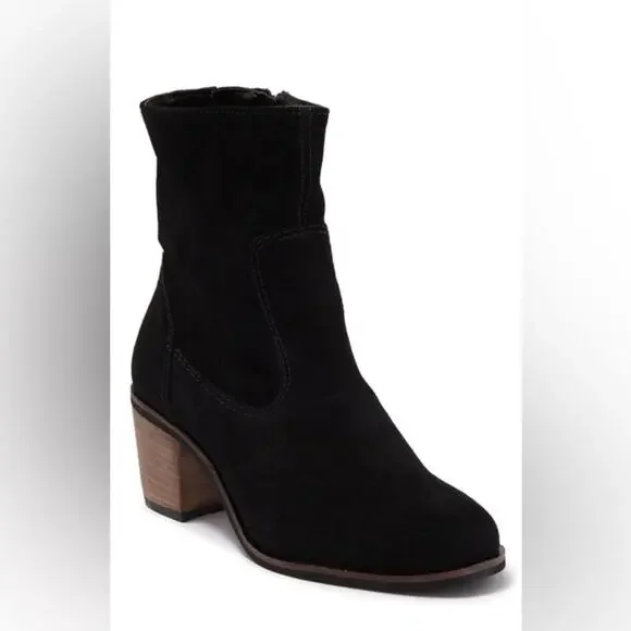 Crevo Jade‎ Suede Block Heel Bootie Black Size 6 New