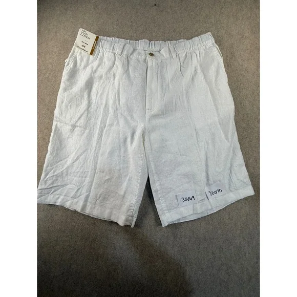 NWT Caribbean Isle Sands Linen Shorts Mens 44 Tall White 12 Inch Inseam