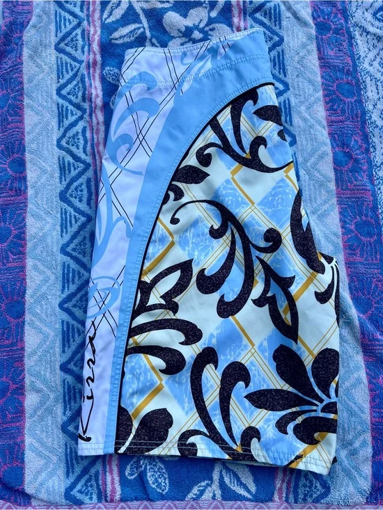 Kirra Y2K Men's Light Blue Patterned Swim/Board Shorts