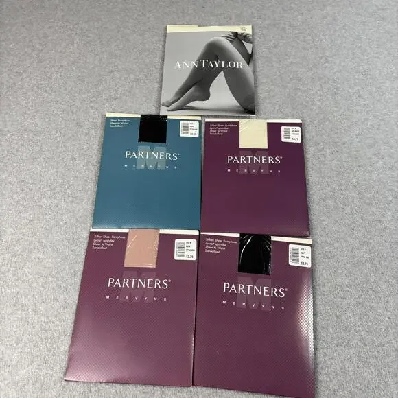 Ann Taylor Partners Pantyhose Womens B Multicolor Sheer Lot X 5 Old Stock Y2K