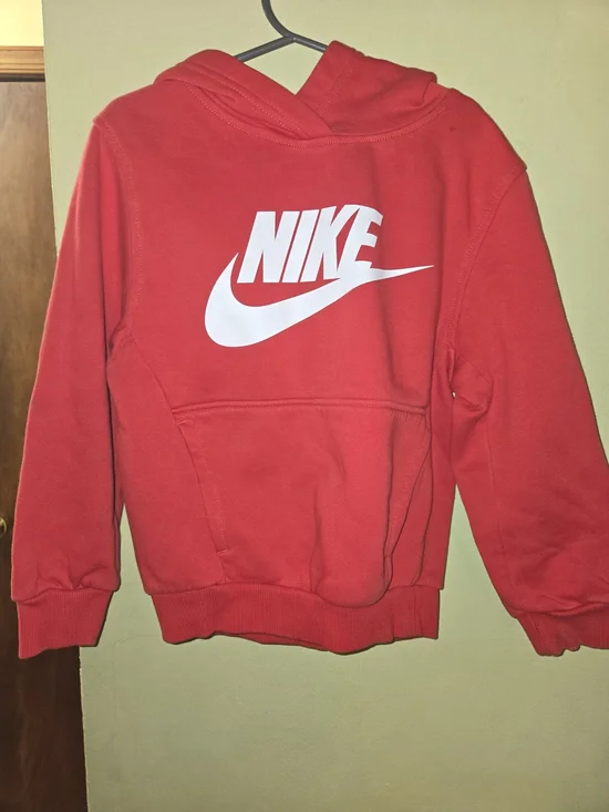 Nike Kids Red Hoodie with White Swoosh