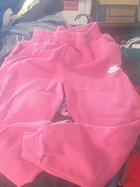 Nike Kids Hot Pink Fleece Joggers with White Logo