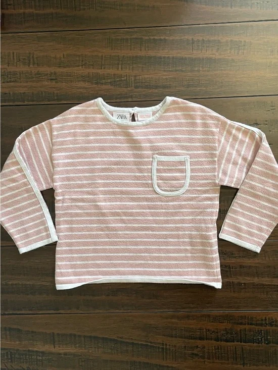 Zara Girl's Pink Stripe Long Sleeve Top