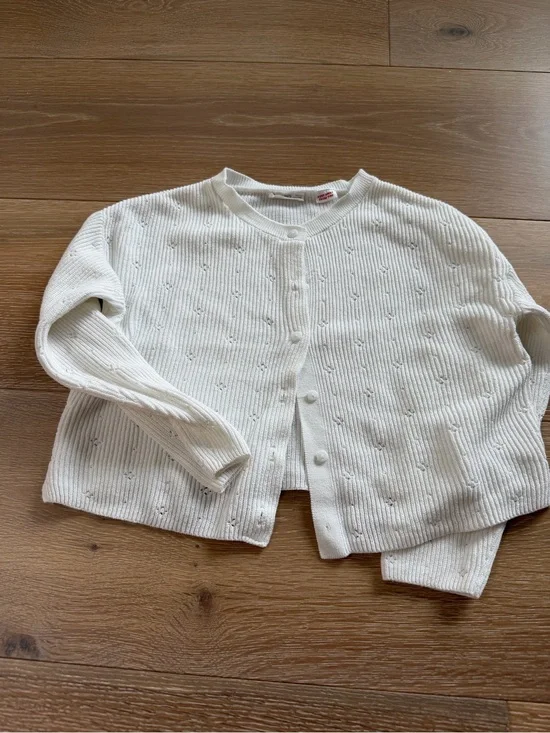 Mango Ivory Button-Front Knit Cardigan