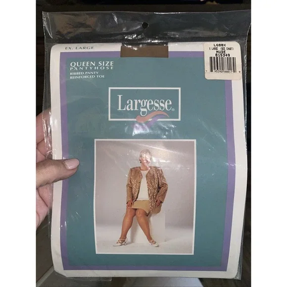 Largesse Queen Size Pantyhose Nude XL 190-275 Lbs Reinforced Toe Nylon LG88X