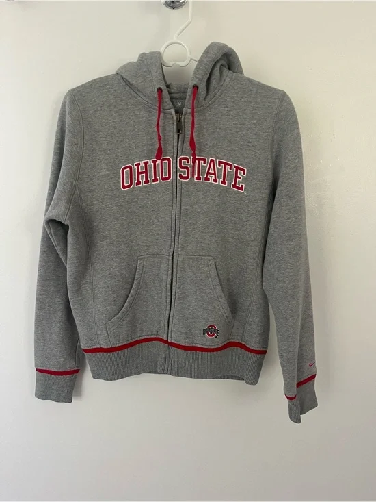 Ohio State Kids' Gray Zip-Up Hoodie with Red Accents size Medium