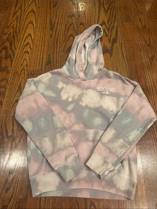 Abercrombie & Fitch Pastel Tie-Dye Hoodie - Pink, Gray, Cream