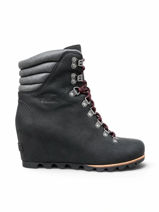SOREL – Conquest Wedge Waterproof Leather Boots – Black Gray – Sz. 10