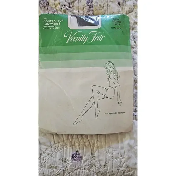 Vintage Pantyhose‎ VANITY FAIR - Control Top Sandalfoot Medium Truly Grey
