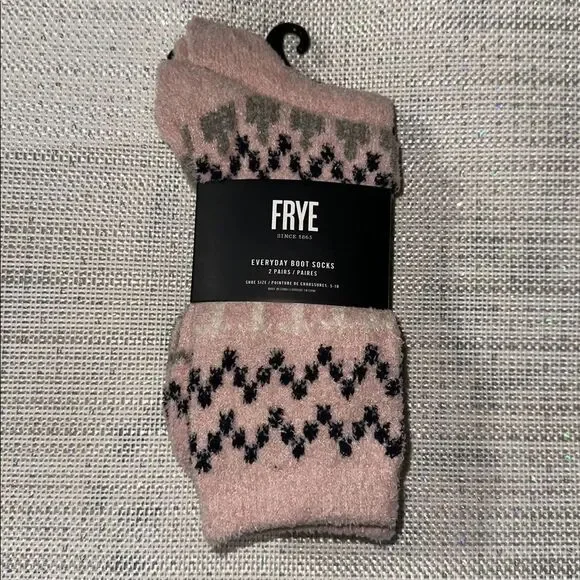FRYE 2 Pk Pink Navy Ivory Super Soft Everyday Boot Socks