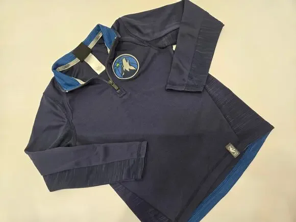 NBA Minnesota Timberwolves Kids Youth L Blue Quarter Zip Shooting Shirt Pullover