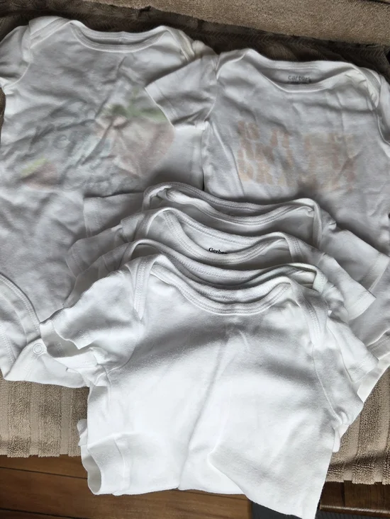 Gerber & Carters White Short-Sleeve Baby Onesies Snap 12 M - Pack of 6