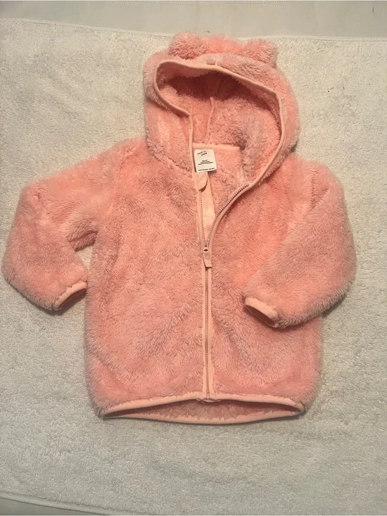 Okie dokie Cozy Pink Fuzzy Zip Hoodie SIZE 24 months