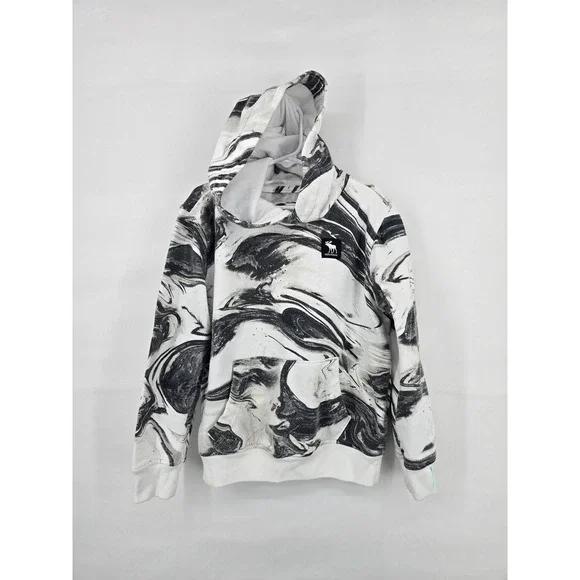 Abercrombie Kids Marble Swirl Pullover Hoodie Black White Size 7/8