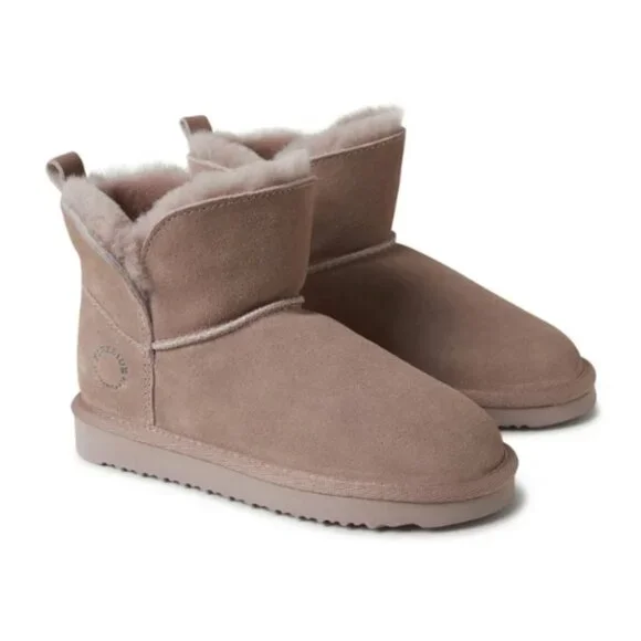 Fireside Shearling Lined Suede Mini Boots Pink Cozy Winter –‎ Size 8