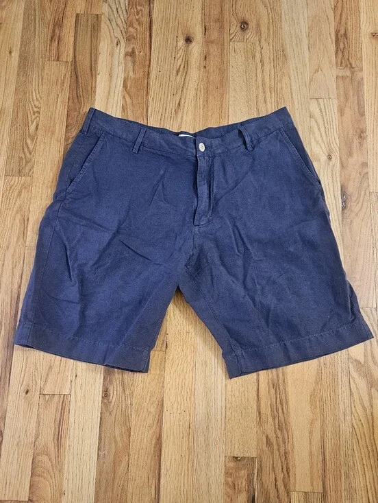 Faherty Malibu Linen-Cotton Chino Shorts in dark navy