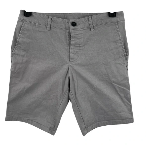 ASOS Button Fly Chino Shorts Size W30 Grey Cotton Stretch Slim Fit Preppy Summer