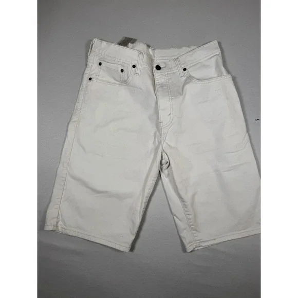 Levis 569 Shorts Mens 32 White Denim Relaxed Fit Bermuda 5 Pocket Zip Fly Casual