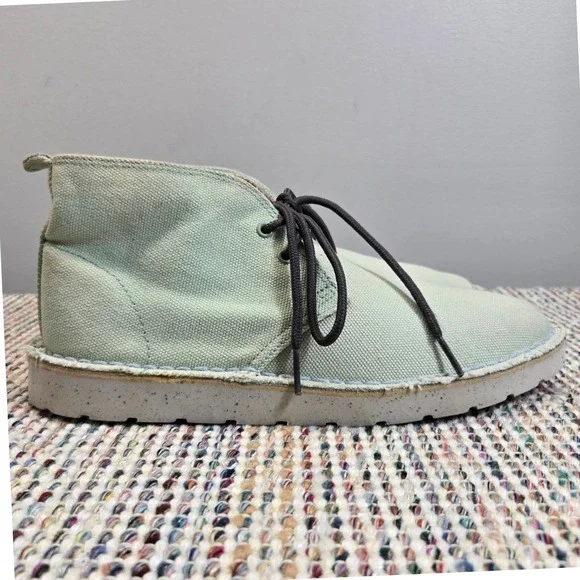 Clarks Originals Desert Chukka Boot Women 7.5 Canvas Pastel Green Chunky Vegan‎