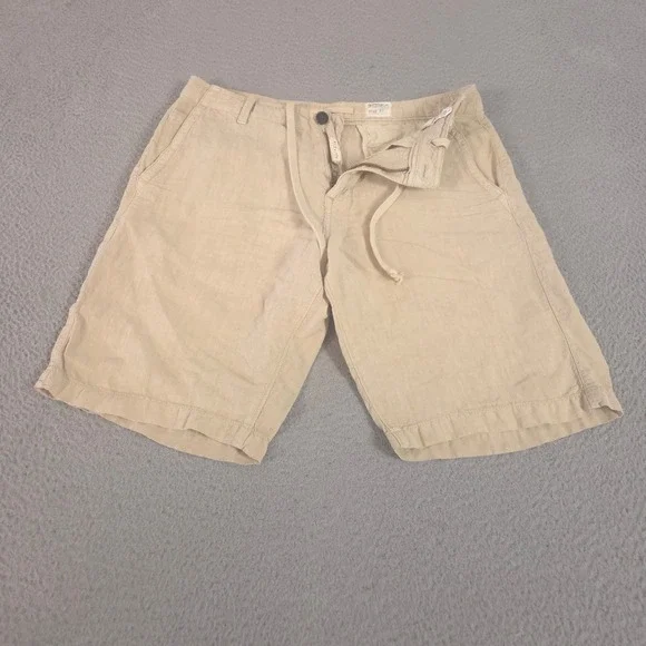 Lucky‎ Brand Shorts Mens 32 Newport Linen Drawstring Straight Leg Summer Khaki