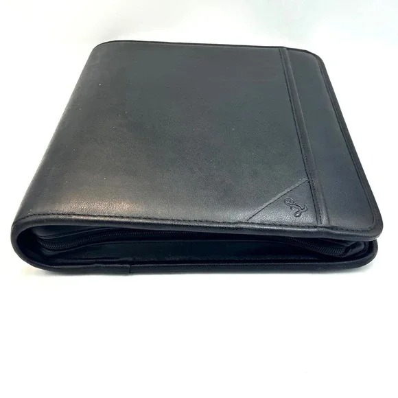 Samsill‎ Black Faux Leather 3-Ring Zippered Portfolio Binder Planner Organizer L