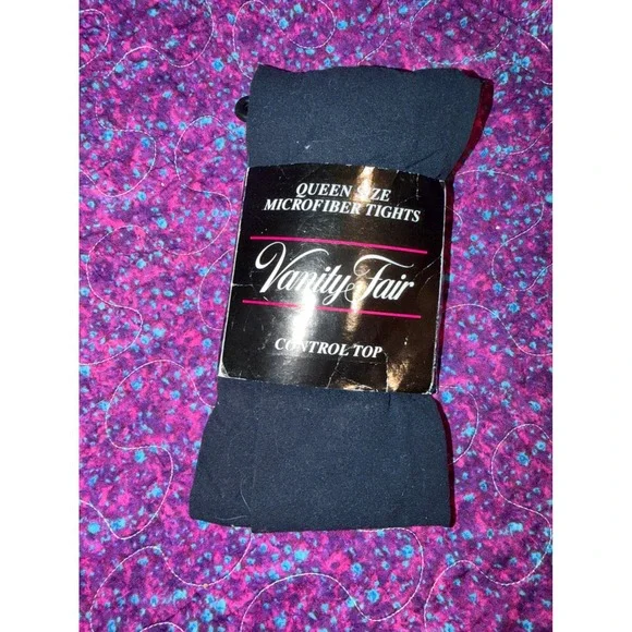 Vanity Fair Microfiber Tights Dark Navy Control Top Queen Size 3X-4X 88101