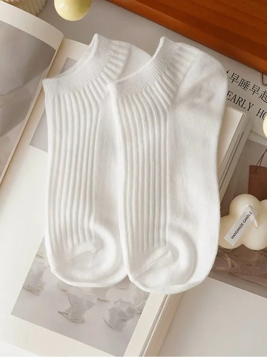 NWT Classic White No-Show Ribbed Cotton Socks - Pack of 5