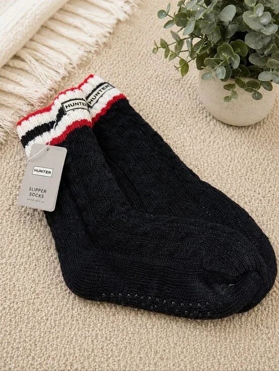 Hunter Black and Red Slipper Socks